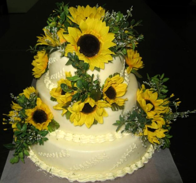 Svatební dort - slunečnice